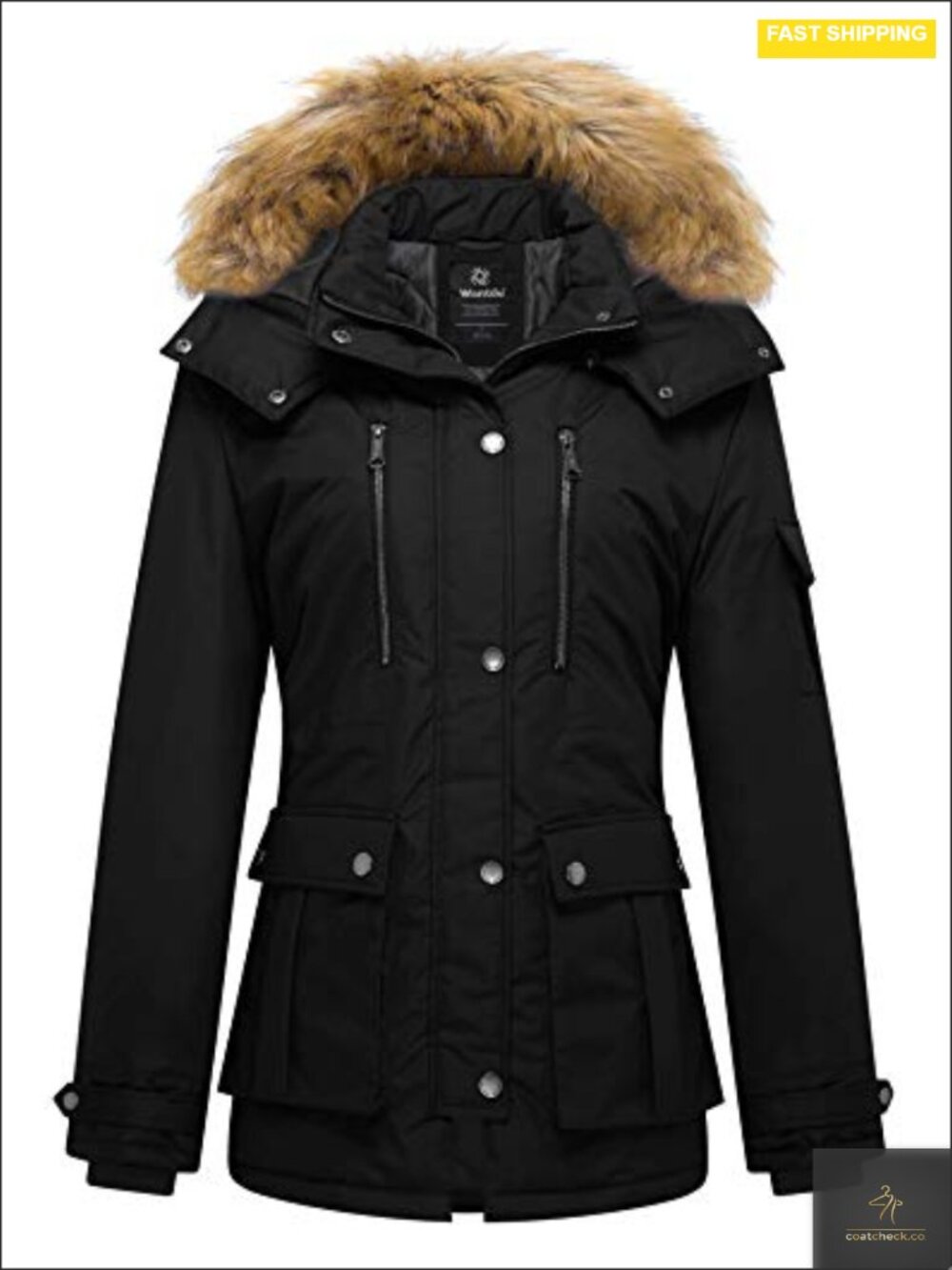 Women's Quilted Winter Puffer Coat Waterproof Parka with Detachable Hood
